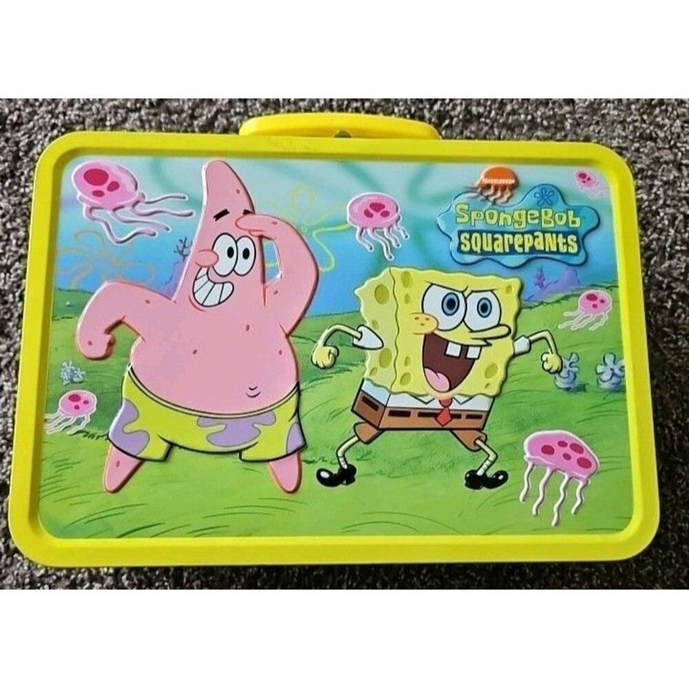 SPONGEBOB SQUAREPANTS EMBOSSED METAL LUNCH BOX TIN 2002 VIACOM LARGE